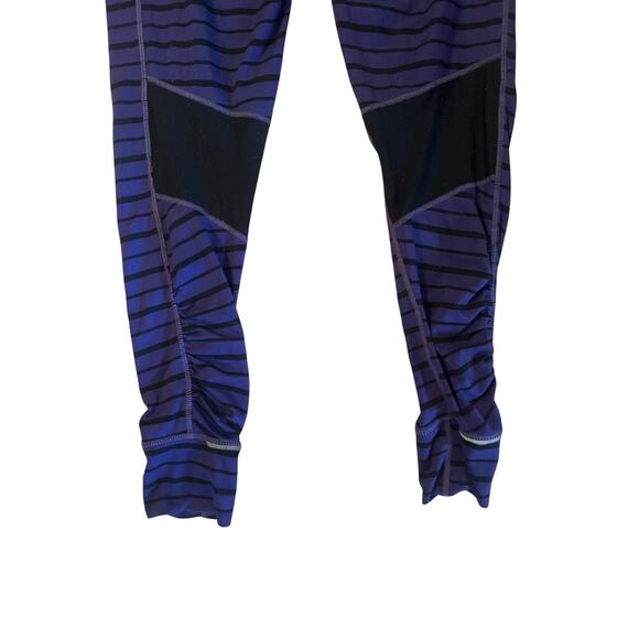 Women S Athleta Purple Black Stripe Crop Leggings Pants Yoga Jogger Run Gym - Picture 6 of 7